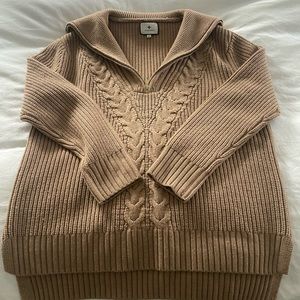 Camel quarter zip sweater